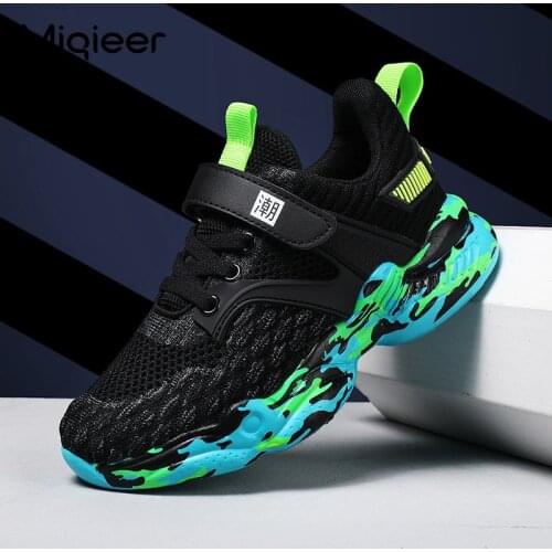 Boys Sneakers Mesh Breathable Kids Running Shoes Children Outdoor Walking Jogging Trainning Casual Sports Shoes Black Footwear
