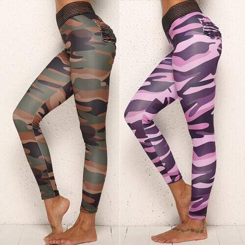 Hot Sell 2020 Breathable Fitness Running Yoga Leggins Camouflage Printing Elasticity Leggings Casual Workout Legging For Women