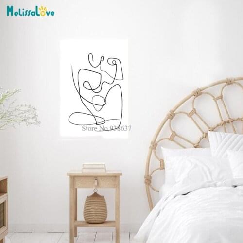 Minimalist Mordern Strong Woman One Line Art Decal Living Room Home Decor Removable Vinyl Wall Stickers BD660