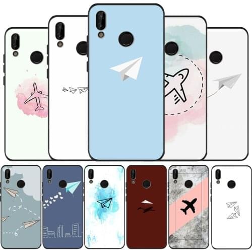 Minimal Paper Flying black Silicone soft Phone Case for huawei P40 P30 P20 P10 Pro P9 Lite Psmart 2019 Y6 Y9 cover