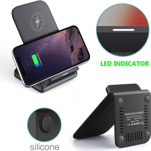 Desktop Vertical 10W Wireless Fast Charging Dock Stand Station Phone Charger With LED Indicator lights For Samsung Huawei Xiaomi