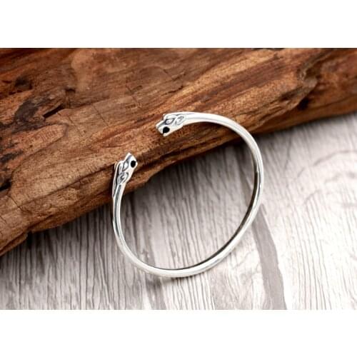 Solid 925 sterling Silver tiger women MEN cuff bracelet bangle jewelry A4995