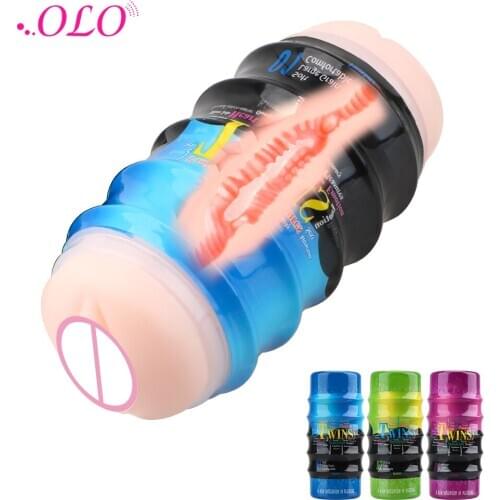 OLO Male Masturbator Vagina Penis Masturbator Pussy Dual Channel Real Vagina and Anal Masturbator for Man Sex Toys