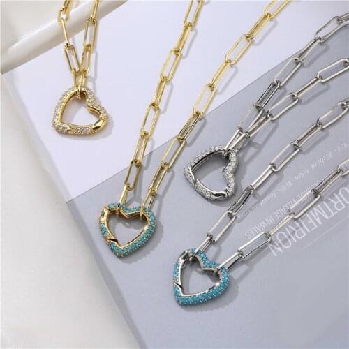 HECHENG,CZ Love Heart Pendant Necklace,Hip Hop Chain Link Necklace Jewelry,For Women Girls Wholesale Gift