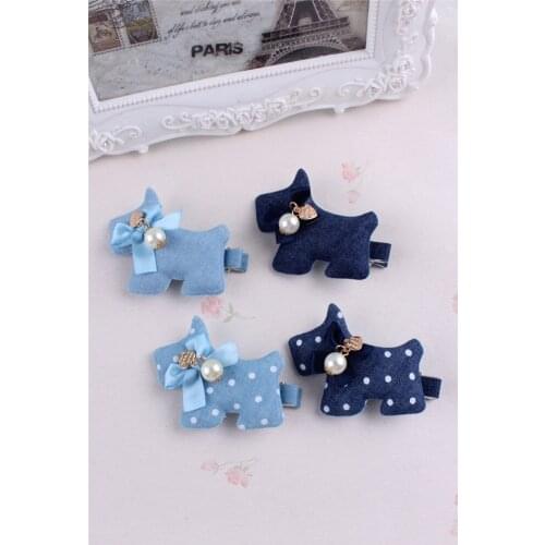 Denim dots gift children kids baby girls hair accessories hair bands hairpin dog Retail wholesale Boutique tiara