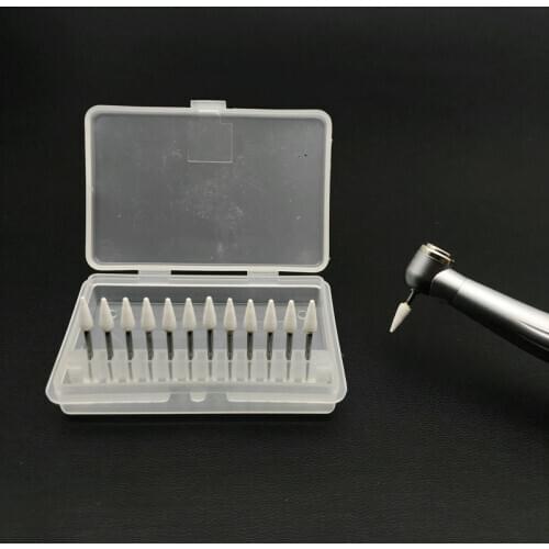 Dental White Stone Porcelain Resin Handpiece Polishing Burs FG Cone Shape 12pcs