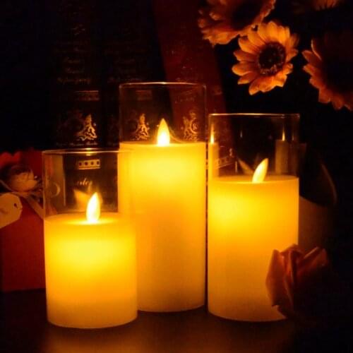 1pcLED Electronic Candle Flameless Battery Operated Glass Tealight Night Lights for Wedding Birthday Party Christmas Home Decor