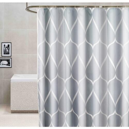 Simple Line printing pri Waterproof Shower Curtain thick polyester fabric for bath bathroom hotel Home Decoration with Hooks