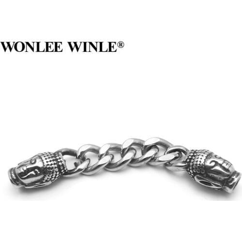 Wonlee Winle Stainless Steel 4mm Hole Buddha Head Beads Charm For Bracelet Jewelry Making DIY Men&Women Leather Bracelets