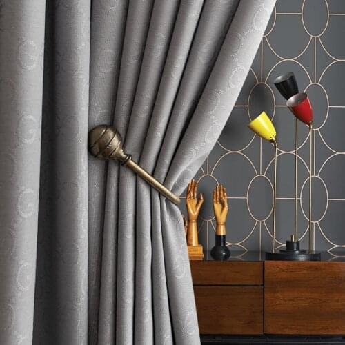 Custom curtains Simplicity modern Nordic Jacquard shading gray window letter blackout curtain livingroom bedroom M1065