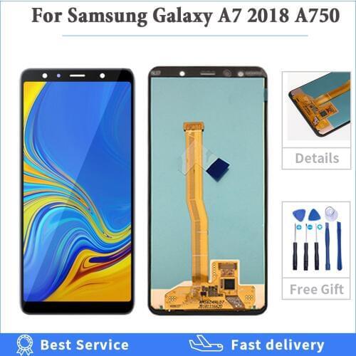 6.0'' SUPER AMOLED TFT oled Screen for SAMSUNG Galaxy A7 2018 SM-A750F A750F A750 LCD Display Touch Original Digitizer Assembly