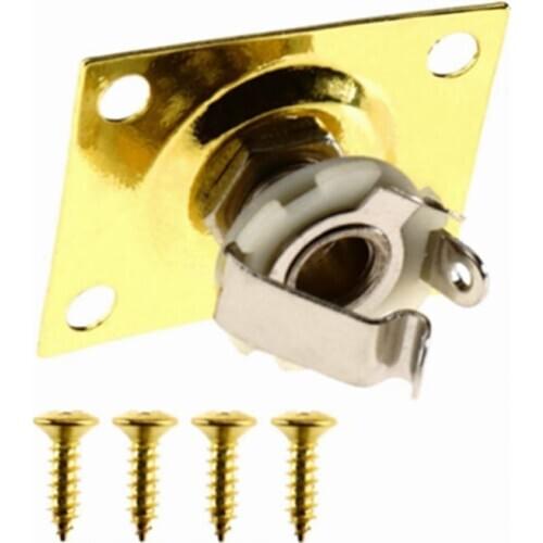 1pcs Square Style 1/4 Output Input Jack 6.35mm Connection Holes Plate Electric Guitar Bass Accessories