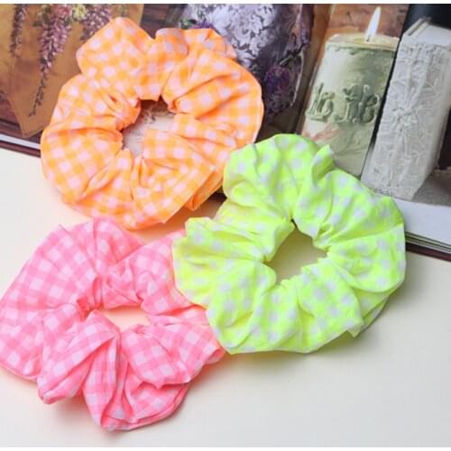 100% Cotton check Hair Scrunchie Hair Ring Ties For Girls Ponytail Holders Hair Bands Elastic Hairband Hair Accessories Headwear