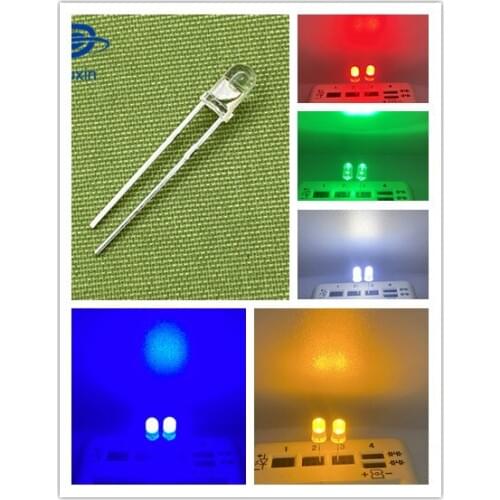 100pcs 3mm LED Diode 3 mm Assorted Kit White Green Red Blue Yellow Orange Pink Purple Warm white DIY Light Emitting Diodes
