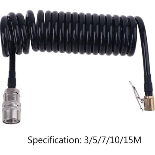 3/5/7/10/15m Recoil Flexible Air Hose Compressor Fitting Tire Inflatable Tube with Quick Air Chuck & fast connect female
