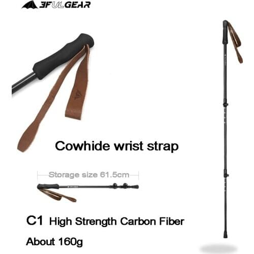 3F UL GEAR Ultralight EVA Foam Handle 3-Section Carbon Fiber Tungsten Adjustable Canes Carbon Tungsten Steel Pole Walking Stick