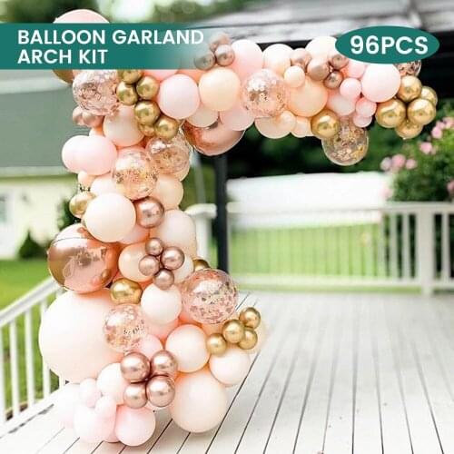 96 Pcs Macaron Orange Balloon Garland Arch Kit Chrome Rose Gold Ballon Latex Globos Birthday Valentine Wedding Party Decors