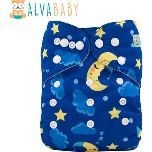 Alvababy New Print! Waterproof Cloth Diapers Baby Reusable Nappy for Babies 3-15kg with Microfiber Insert