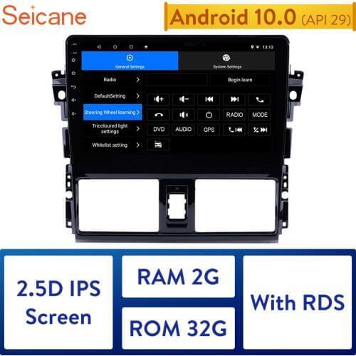 Seicane 2din Android 10.0 Car Radio Bluetooth WIFI GPS Navigation for 2013 2014 Toyota Vios 1024*600 Touchscreen FM Radio
