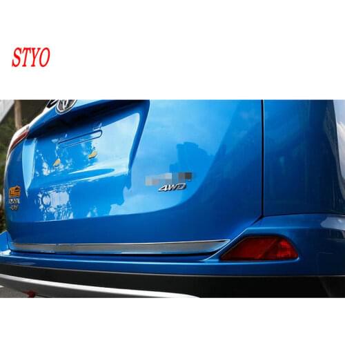 STYO Car Stainless Steel Rear Tailgate Trunk Lid Cover Trim For RAV4 2014 2015 2016 2017 2018