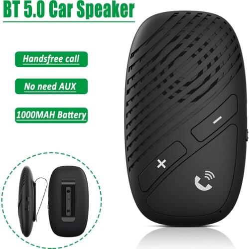 Bluetooth 5.0 Audio Receiver Car Kit 1000mah Handsfree Call Cilp Sun Visor Wireless Speaker No AUX Phone Car Adapter Accessories