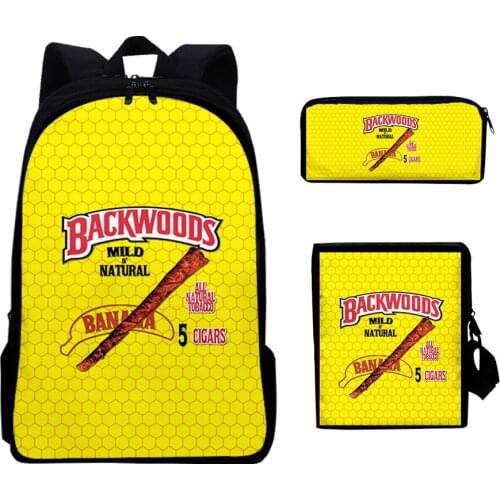 BACKWOODS CIGARS Boys Girls Backpack School Bags Anime Print 3D Women Men Cosply Travel Laptop Waterproof Backpacks Sets