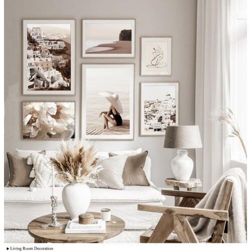 Boho Style Canvas Painting Sunset Beach Poster Nordic Print Village Photography Living Room Decoration Seascape Wall Art Picture