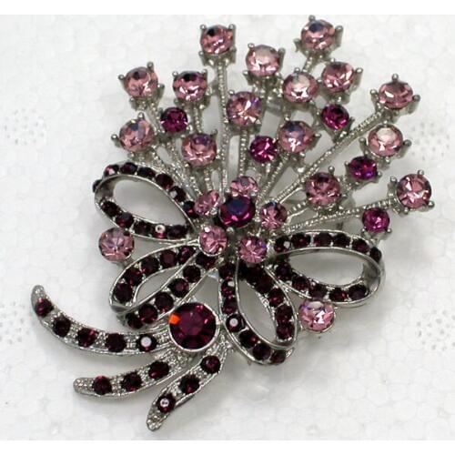 Purple Rhinestone Flower Pin brooches Fashion Jewelry gift C2152 D