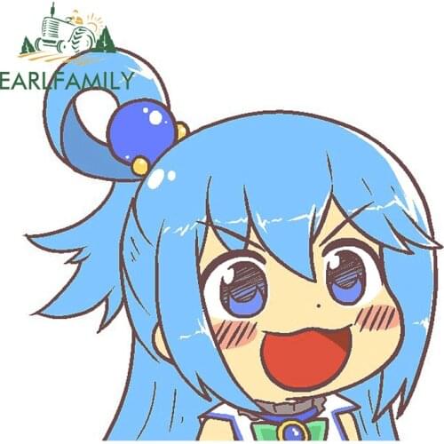 EARLFAMILY 13cm x 12cm for KonoSuba Vinyl Car Stickers Anime Creativite Occlusion Scratch Decal Refrigerator Surfboard Graphics