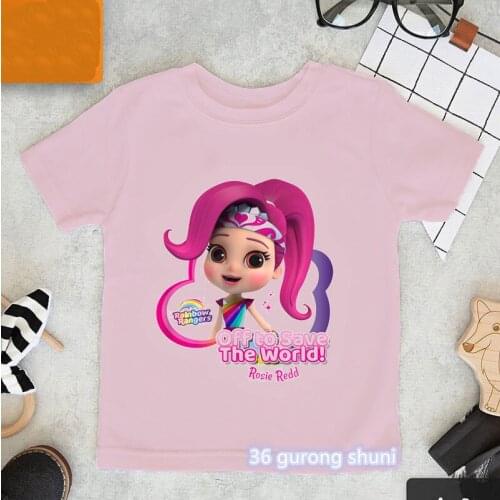 Kawaii girls t-shirt funny rainbow girl cartoon print girl clothes summer Harajuku aesthetic girls t shirt pink shortsleeve tops