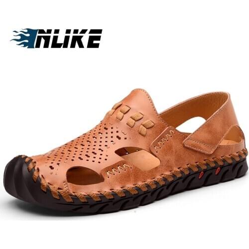 Inlike New Arrived Summer Cow Leather Sandals Men Shoes Quality Comfortable Men Sandals