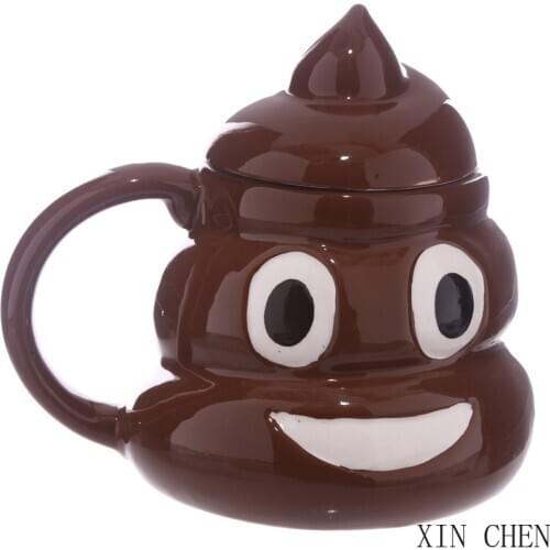 New style wacky whole person ceramic poop cup milk ceramic mug with lid coffee cup gift