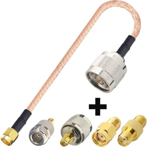 SMA Male to N Male RF Coaxial Coax Cable with 4pcs RF Coax Adapter Kit, SMA-N Cable SMA to N Male/Female Adapter KIT