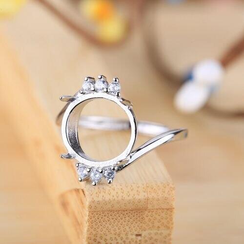 Sterling Silver 925 Engagement Wedding Anniversary Party Ring Crystal 12x13mm Oval Cabochon Semi Mount Fine Jewelry Setting