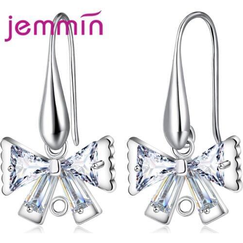 925 Sterling Silver Earrings Components with CZ Crystal Bow-knot Earrings Findings Handmade DIY Jewelry Accessories