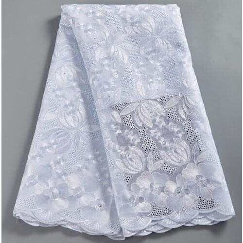 African Lace Fabric 2021 White Highest Quality Dress Nigerian Swiss Voile Lace Switzerland Cotton For wedding party sewing A2582