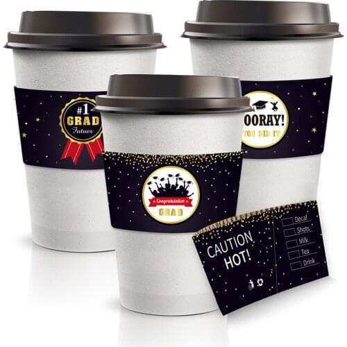 LT002 24pcs Graduation Party Coffee Milk Tea Holiday Insulation Cup Holder Disposable Corrugated Kraft Paper Cup Holders