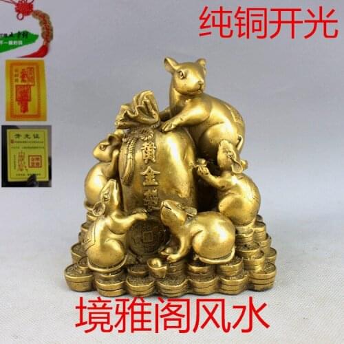 A copper five fortune gold kangaroo rat money Home Furnishing lucky feng shui ornamentsroom Art Statue
