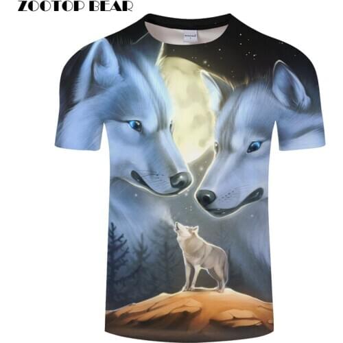 Moonlight Wolfs 3D Printed Mens t shirt Women t-shirts 2018 Summer O-neck Short Sleeve Tops Tees Drop Shipp ZOOTOP BEAR