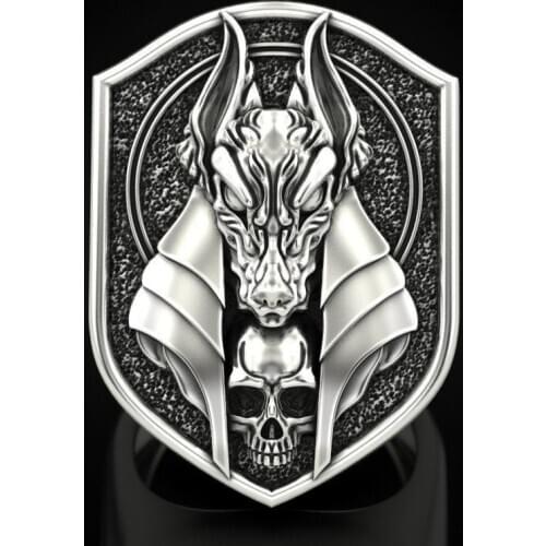 Mens Vintage 925 Silver Wolf Head Body 18k Gold Plated Ring Gift Party Jewelry Ring Wholesale