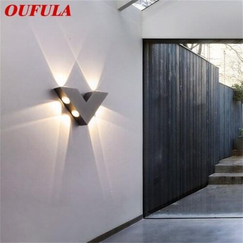OUFULA Wall Sconce V shape Outdoor Creative Light Waterproof Patio Modern LED Lamp Fixture For Home