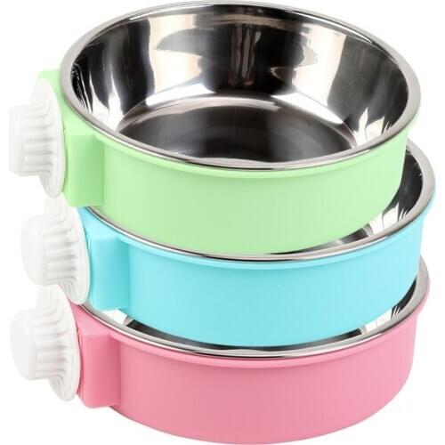 Wholesale Super Quality Detachable Stainless Steel Dog Food Bowl Cage Hanging Pet Feeding Bowl