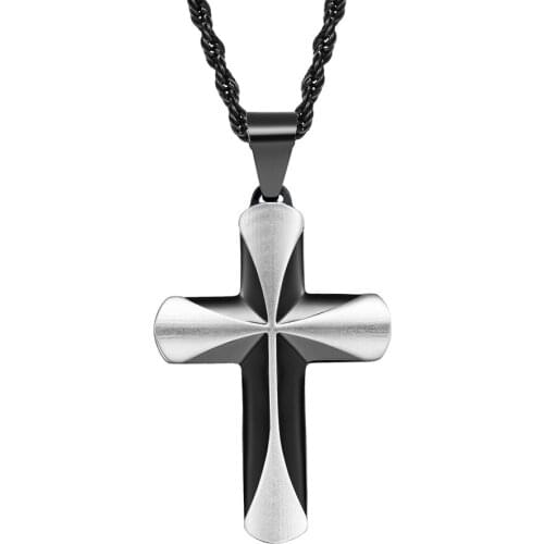 Original New Mens Religious Titanium Steel Cross Pendant Simple And Atmospheric Stainless Steel Necklace
