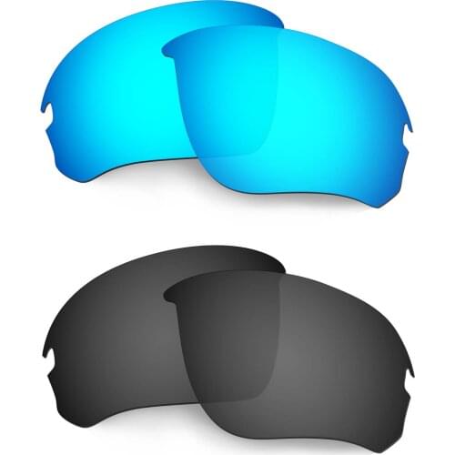 HKUCO Polarized Replacement Lenses For Flak Draft Sunglasses Blue/Black 2 Pairs