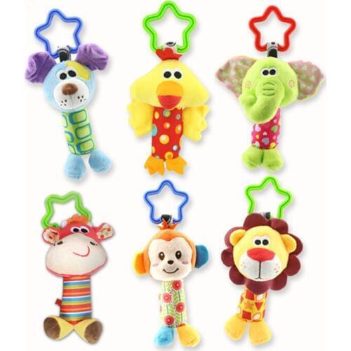 Happy Monkey Baby bed Car hanging Rattle Stick Stuffed Plush Doll Toy Toys Puzzle Bell Ring Infant Animal toy for children Gifts