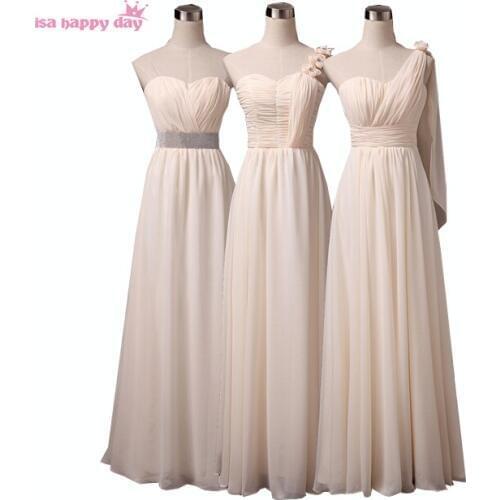 Real picture larga vestidos elegantes champagne sister of the bride bridesmaid dresses plus size modest chiffon dress B2743
