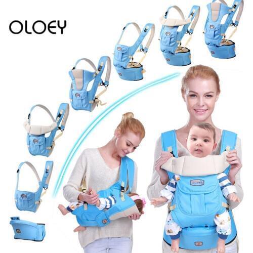 OLOEY Baby Carrier 7 In 1 for 0-36m Infant Toddler Ergonomic Sling Backpack Bag Gear with Hip Seat Wrap Newborn Waist Stool Belt