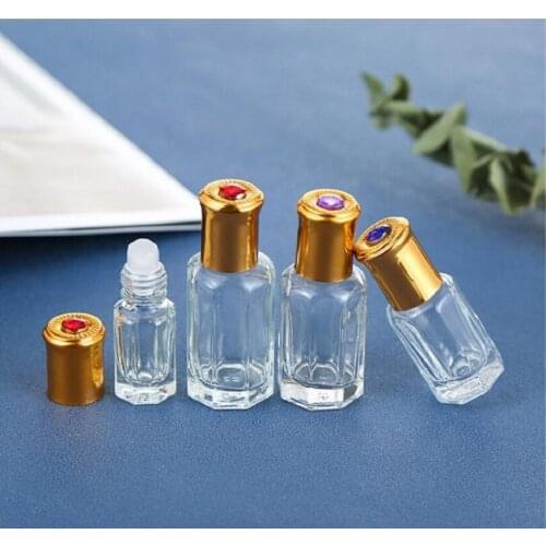 3ML glass bottle with glass/steel roll on ball for essential oil/lip gloss honey/eye serum skin care cosmetic packing