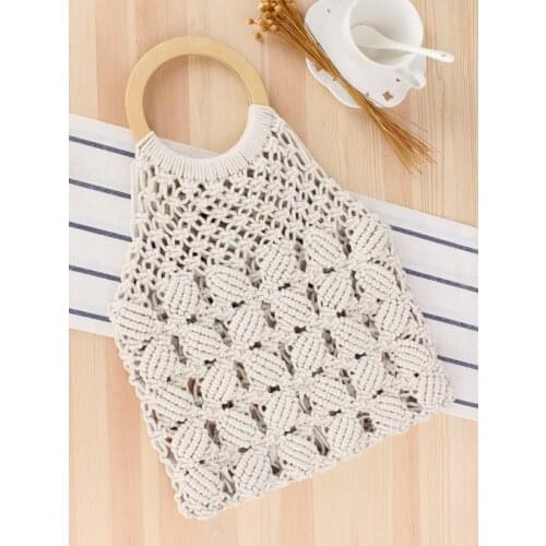 30x40CM Handbag Woven Bag Trend Female Natural Style Straw Bag Handmade Cotton Rope Beach Casual Bag a7161