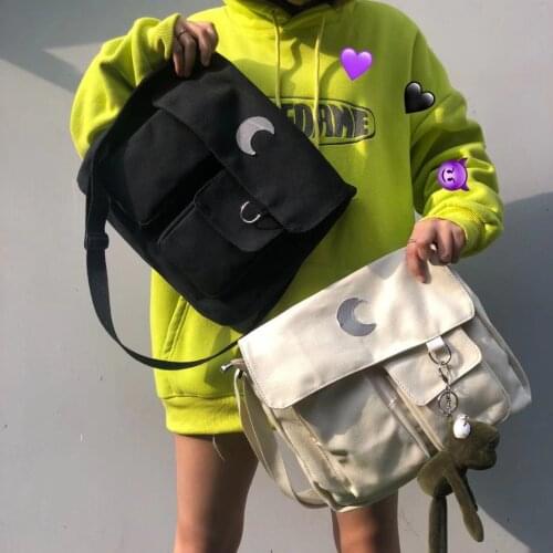 Simple Style Moon Large Capacity Handbags Harajuku Casual Ulzzang New Womens College Shoulder Bags Canvas Chic Crossbody Bags